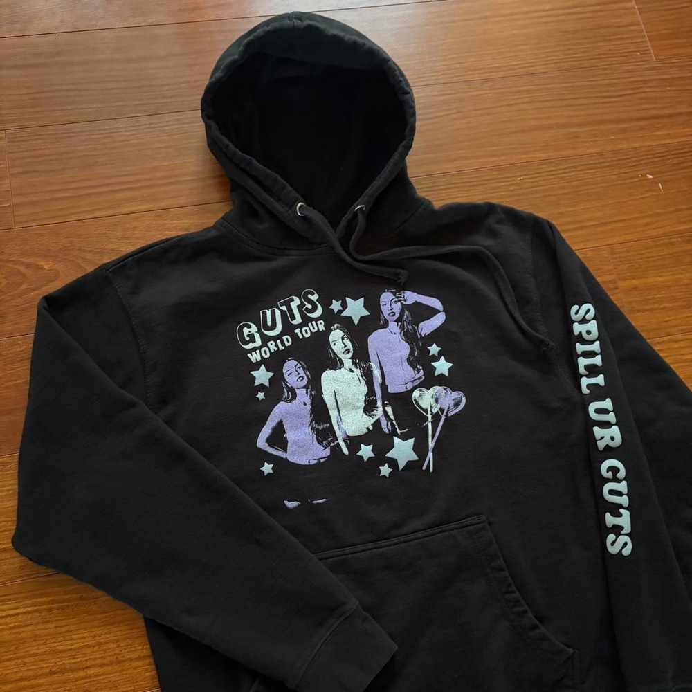 Olivia Rodrigo GUTS World Tour Spill Ur Guts Black Hoodie Medium